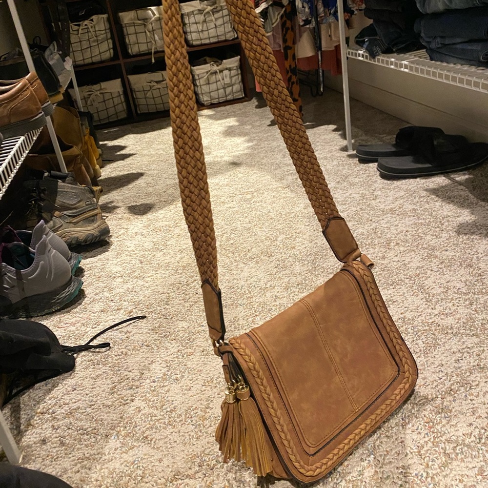 Crossbody braided purse with fringe